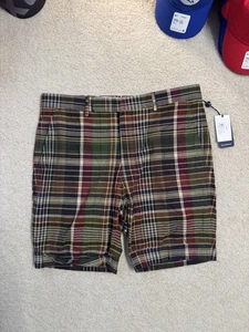 Polo Ralph Lauren Madras Plaid Preppy Golf 9” Shorts Size 34 Slim 33 ACTUAL $400 - Picture 1 of 14