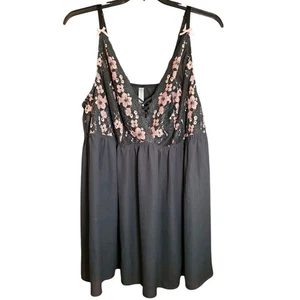 Sexy Camisón Cacique BabyDoll 26/28 Rosa Negro Encaje Chemise Coqueta - Imagen 1 de 6