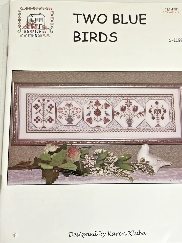 Rosewood Manor TWO BLUE BIRDS Hidden ABCs Cross Stitch Pattern Karen Kluba - Image 1 of 3