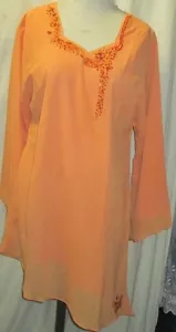 NEW Printed chiffon embroidery tunic top blouse - Printed kurta size M 40 - Picture 1 of 2