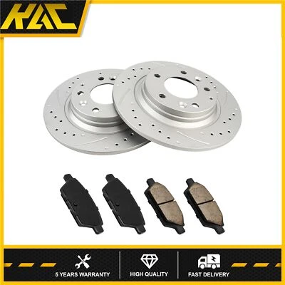 Rear Drilled Brake Rotors + Pads For Mercury Milan 2006-2010 2011 Lincoln Zephyr - Image 1 of 4