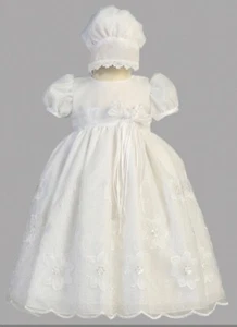 New Baby Toddler Girl Pageant Wedding Christening Formal White Dress + Hat 0-3M - Picture 1 of 6