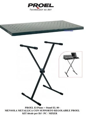 PROEL KIT ElPiano MENSOLA METALLICA + STAND TASTIERA EL80 x DJ MIXER NOTEBOOK