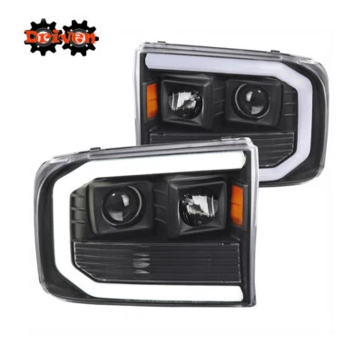 Proyector Ford F250 F350 Super Duty 99-04 carcasa negra faros de 1 pieza con DRL C Foto 1 de 3