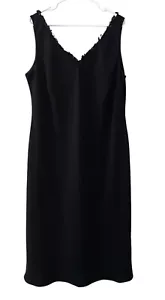 Neu ohne Etikett Jones New York Midikleid Damen 18 W schwarz Rüschenausschnitt formeller Abend - Bild 1 von 9