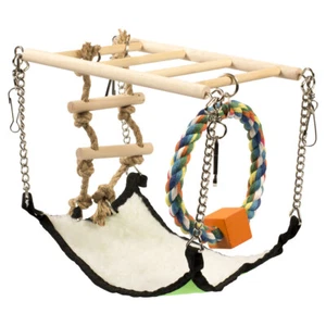 Duvo+ Holzhängebrücke mit Hängematte für Nager 17x22x15cm Spielzeug - Bild 1 von 1
