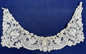 Victorian Antique Handmade Brussels Rose Point de Gaze Needle Lace Collar Trim - Picture 1 of 3
