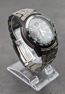 Kenneth Cole Unlisted Pilot Watch Black Red Dial Stainless Steel Tachymeter #D3 - Picture 1 of 10