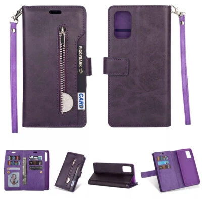 Funda tipo billetera de cuero púrpura con cremallera Samsung S11  Foto 1 de 2