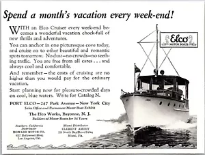 PRINT AD 1926 Elco Cruiser Works Motor Boats Bayonne NJ 4 x 6 - Picture 1 of 3