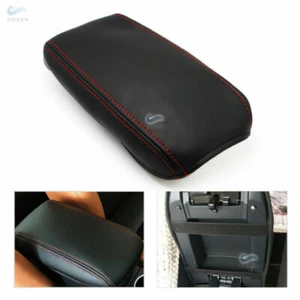 Black+Red Center Console Armrest Lid Leather Cover For Golf MK5 Jetta 2005-2010 - Picture 1 of 5
