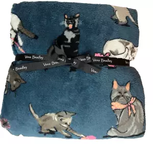 NEW Vera Bradley Throw Blanket Cat's Meow 80” X 50” Reduced! - Picture 1 of 5