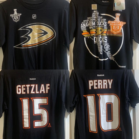 LOT OF 3 Anaheim Ducks T-Shirts SMALL Black Ryan Getzlaf Corey Perry NHL Hockey Cover