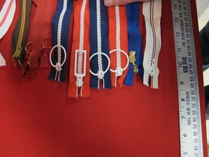 Vintage zipper lot Metal Poly Talon 6" to 12" Red White Blue Pink Brown Pants - Picture 1 of 12