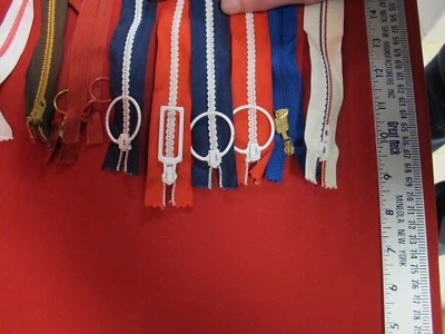 Vintage zipper lot Metal Poly Talon 6" to 12" Red White Blue Pink Brown Pants - Image 1 of 4