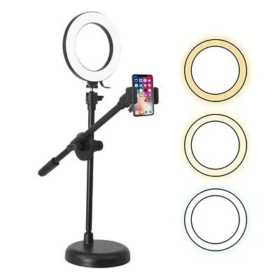 6 inch Ring Light + Cell Phone Stand Adjustable Ringlight LED w Phone Holder - Image 1 of 4