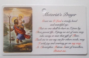 Motorist Prayer Laminated Card St Christopher Patron Saint of Travellers - Picture 1 of 3