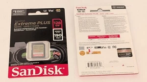 New SanDisk - Extreme PLUS 128GB 4K UHD SDXC UHS-1 Memory Card - Picture 1 of 1