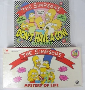 2 Vintage Simpsons Board Games Mystery Of Life & Don't Have a Cow Dice Game CIB - Picture 1 of 22
