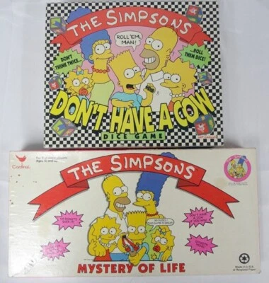 2 Vintage Simpsons Board Games Mystery Of Life & Don't Have a Cow Dice Game CIB - Image 1 of 4