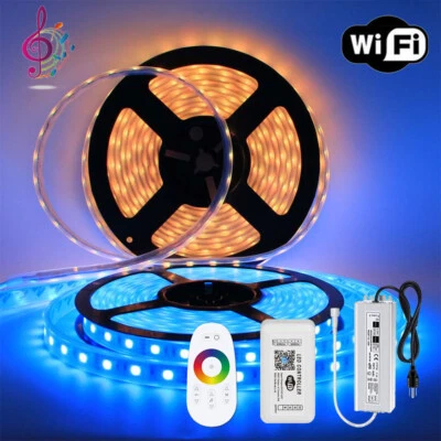 Tira de luz LED 60LED/M 300 FT 200 FT 100 FT 50 FT 20 FT impermeable WiFi RGB LED 12 V FUENTE DE ALIMENTACIÓN Foto 1 de 4