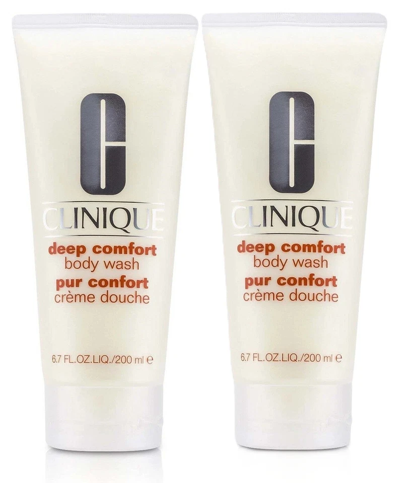 2 pezzi Clinique DEEP COMFORT BODY WASH 2 X 6,7 OZ. Detergente corpo morbido delicato nuovo - Immagine 1 di 1