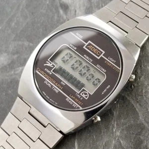 Serviced 1981 Citizen ADEC Men's Chronograph Vintage LCD Watch Original Bracelet - Picture 1 of 19
