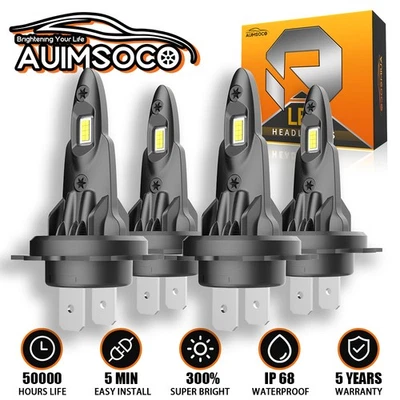 For Mercedes-Benz C350e 2018 4pcs H7 + H7 LED Headlights Hi/Lo Beam Bulbs Kit - Image 1 of 4