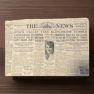 SELTENE 1929 4. Oktober Pre-Crash Zeitung - 2,3 Milliarden $ Drop EXTRA Ausgabe - Bild 1 von 6
