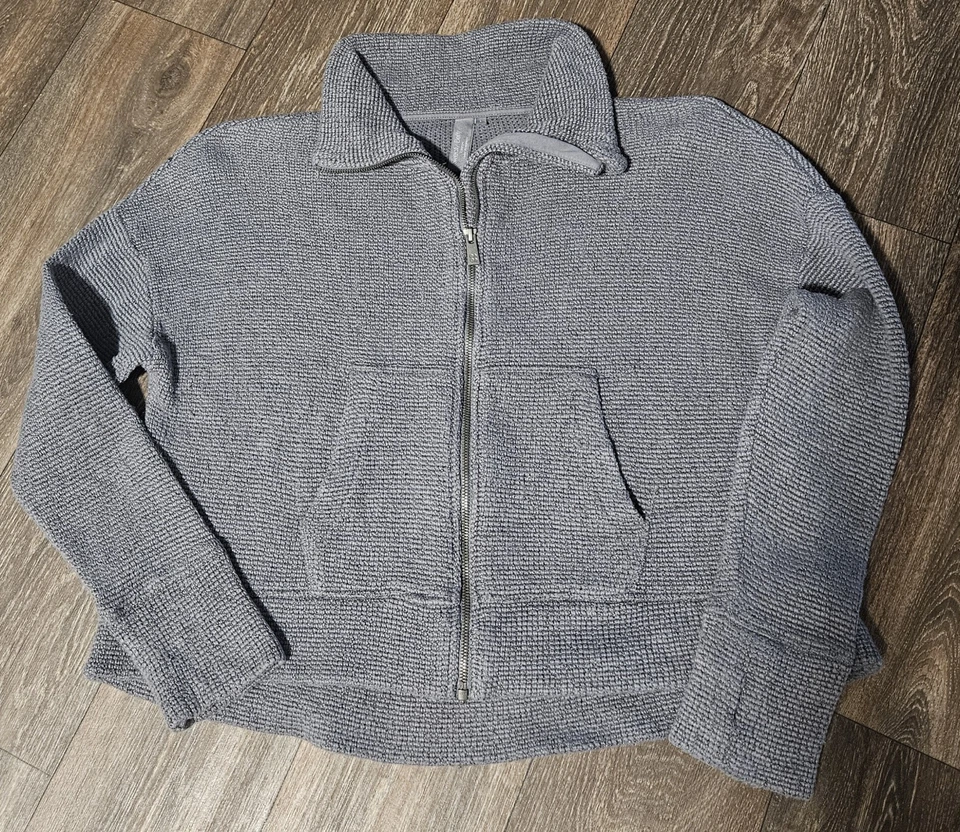 Chaqueta Sweaty Betty Restful Boucle con Cremallera para Mujer Grande Gris Mezcla de Algodón Tejida Foto 1 de 3