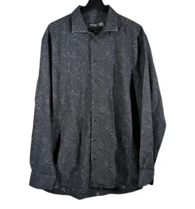 St. Croix Men's Black Floral Long Sleeve Button-Up Shirt Size L 16/16.5 Italy - Picture 1 of 7