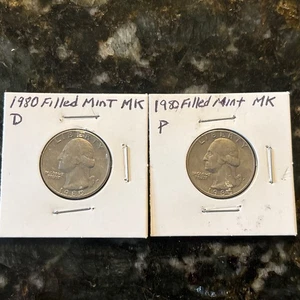 1980 Washington Quarters, 2 With Filled In D & P Mint Mark - Picture 1 of 10