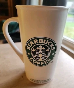 Starbucks 12oz White Coffee Mug Cup 2006 Green Mermaid Logo 5" Tall - Picture 1 of 6