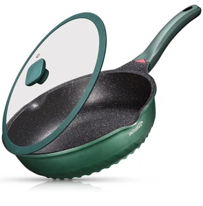 Frying Pan with Lid Non stick Deep All Hobs induction Anti Scratch Heavy Duty - Picture 1 of 15