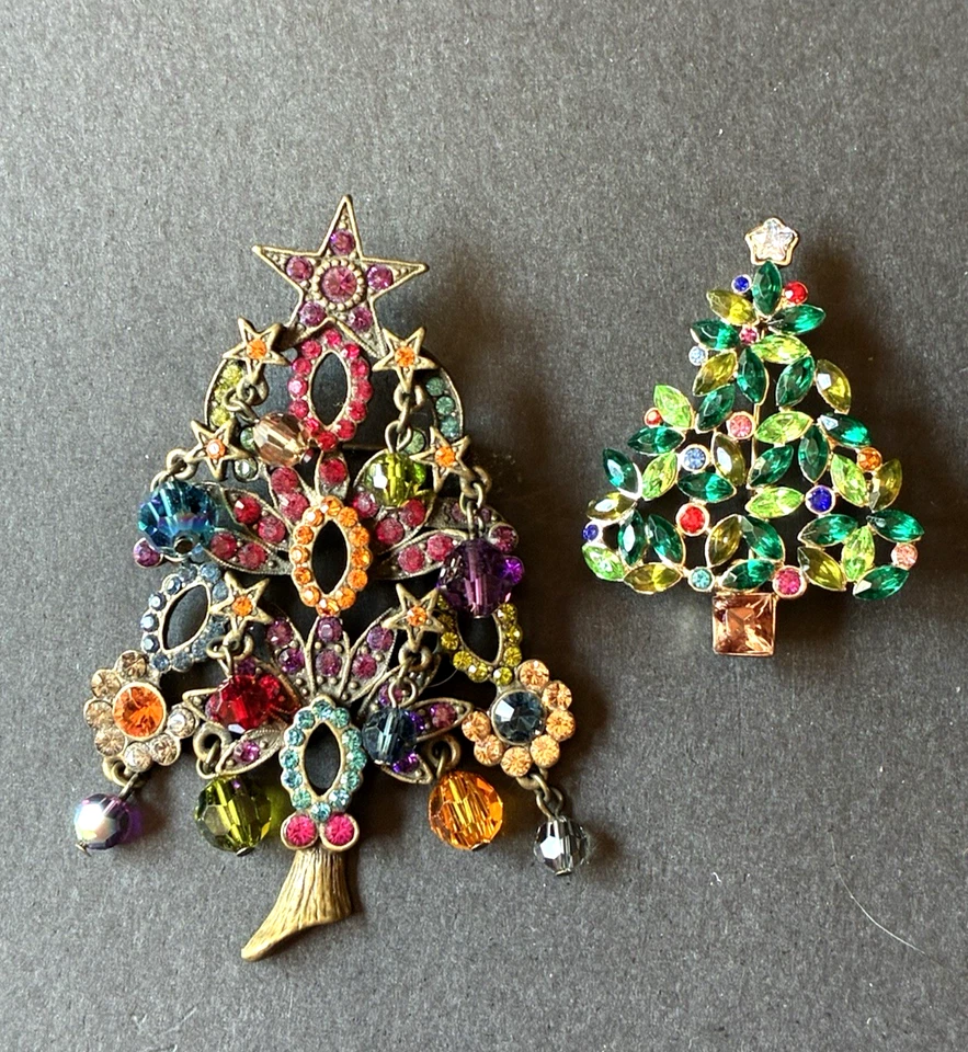 Lot of Hard to Find Christmas Tree Brooches from Kirks Folly and Talbots - Image 1 of 4
