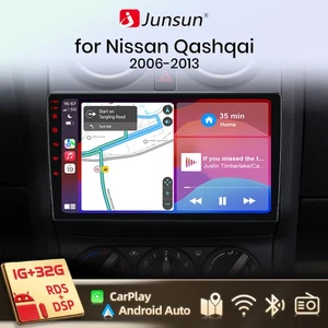 Radio estéreo para automóvil Android 14 para Nissan Qashqai J10 2006-2013 Carplay GPS navegación por satélite - Imagen 1 de 18