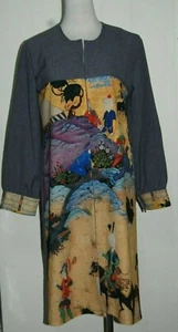MahMorvarid Gray Multi Unique Persian Middle East Art to Wear Long Jacket 1 Med - Picture 1 of 5