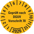 Prfplakette Geprft n. DGUV Vorschrift 70,2026,gelb,Dokufolie,30mm,18/BOG