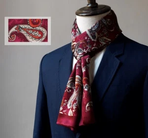 Men's 100 Silk Scarf Paisley Cravat Double Layer Neckerchief Muffler Bridegroom - Picture 1 of 7