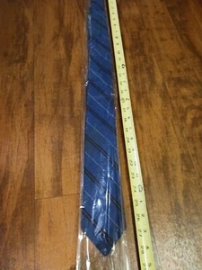 Vintage new old stock Men's Tie royal blue with red and yellow pinstripe - Picture 1 of 5