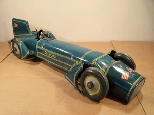 SUPERB TINPLATE CLOCKWORK GUNTHERMANN "BLUE BIRD" LAND SPEED RECORD CAR (1930's) - Picture 1 of 18