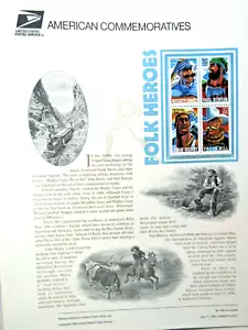 Folk Heroes Unted States Postal stamps 1996 32 cent stamps Panel with history - Picture 1 of 10