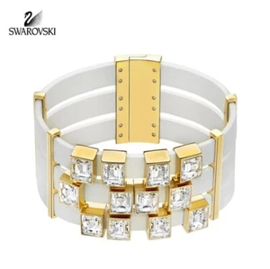 Swarovski 5197106 Leather Wrap Bracelet Clear Crystals BRAND NEW! NO BOX! #RARE - Picture 1 of 2