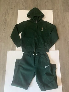 Polo Bear Ralph Lauren Sweat Suit 2 Piece Youth Medium 10-12 Green - Picture 1 of 7