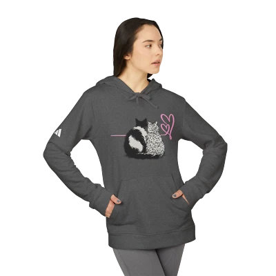 Two cats snuggling - adidas Unisex Fleece Hoodie, Gift for Cat Lover, Heart Icon - Image 1 of 2