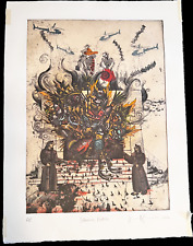 Original Artwork Print SALVACION PERDIDA Images of War Religion Aztec Signed 20"
