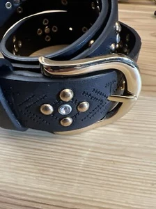 Sears black belt womens S/M Imitation Leather Gold Stud Pattern - Picture 1 of 9
