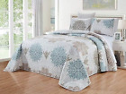 New Listing3-Piece Fine Printed Oversize (115" X 95") Quilt Set Reversible Bedspread Coverl