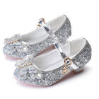 Little Flower Girl Big Kids Mary Jane Bow Sparkly Rhinestone Princess Shoes