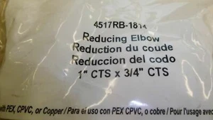 Watt 4517RB-1814 Ottone 1" CTS x 3/4" CTS Riduzione Unione Gomito Push Fitting Pex - Foto 1 di 3